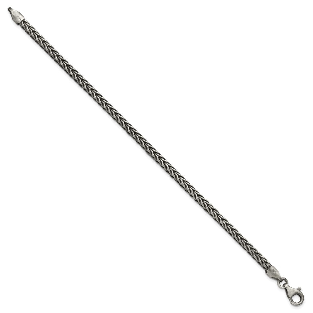 Sterling Silver Antiqued Wheat Link Men's Chain Bracelet
