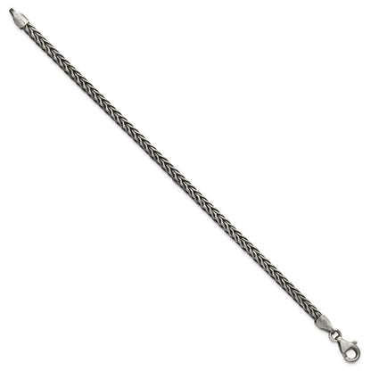 Sterling Silver Antiqued Wheat Link Men's Chain Bracelet