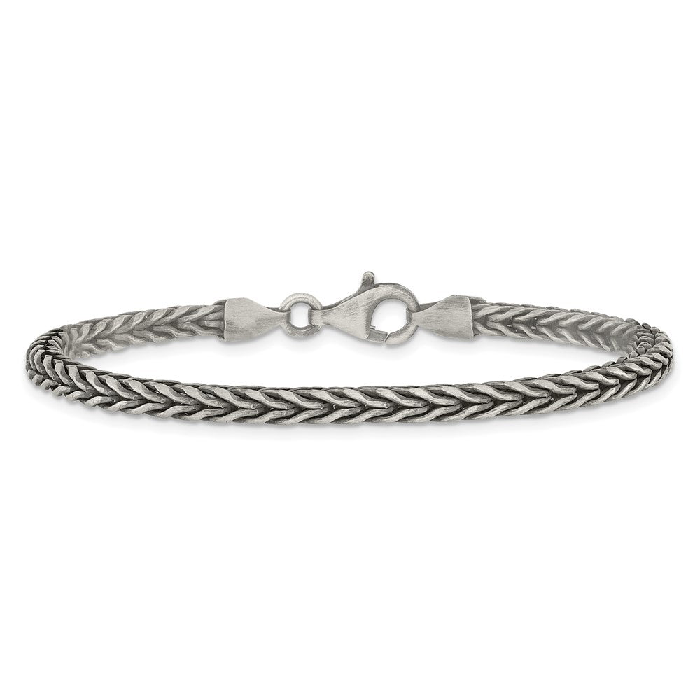 Sterling Silver Antiqued Wheat Link Men's Chain Bracelet