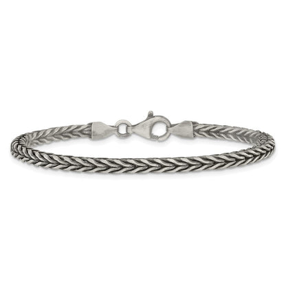 Sterling Silver Antiqued Wheat Link Men's Chain Bracelet