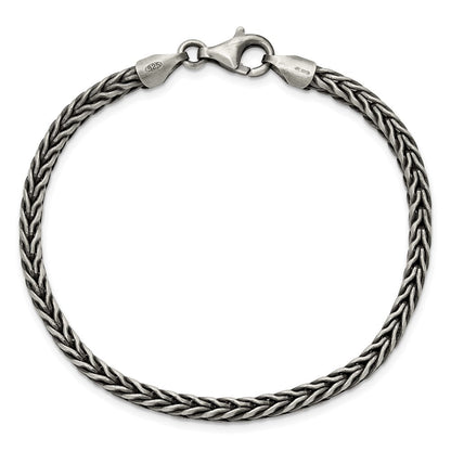 Sterling Silver Antiqued Wheat Link Men's Chain Bracelet