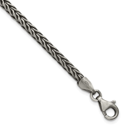 Sterling Silver Antiqued Wheat Link Men's Chain Bracelet