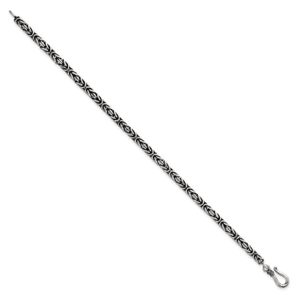 Sterling Silver Antiqued 4.0mm Byzantine Men's Chain Bracelet