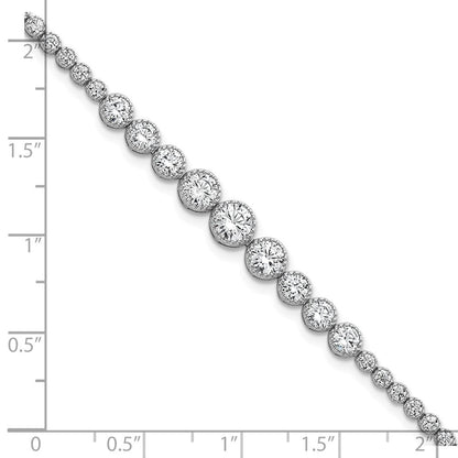 Sterling Silver Rhodium-Plated Polished CZ Graduated Tennis Bracelet
