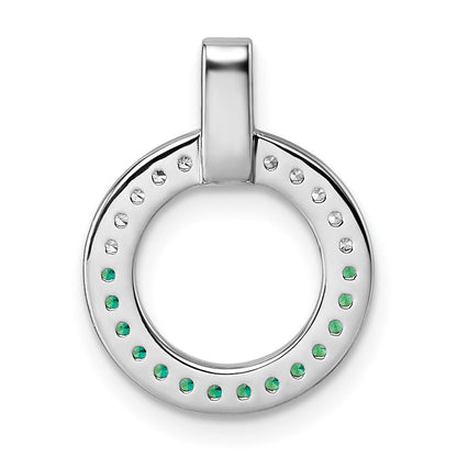 Sterling Silver Rhodium-Plated White & Green CZ Pendant