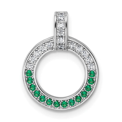 Sterling Silver Rhodium-Plated White & Green CZ Pendant