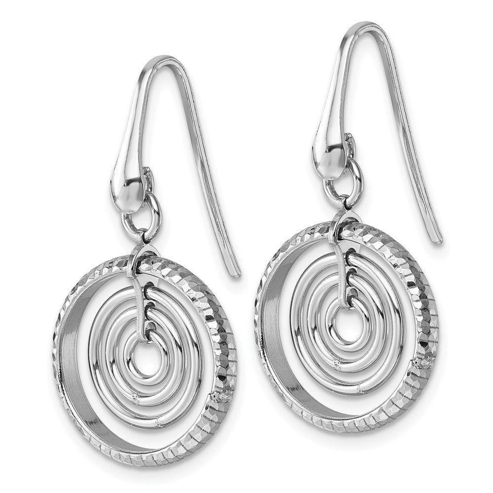 Sterling Silver Rhodium Plated Polish Multi Circle Dangle Earrings