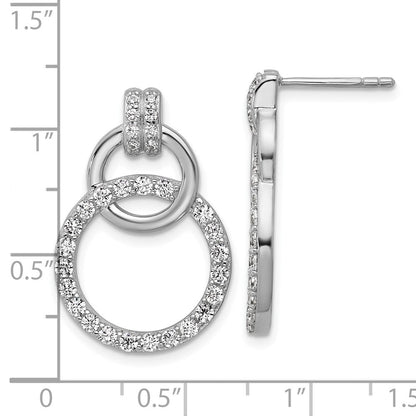 Sterling Silver Rhodium-Plated CZ Circle Post Earrings