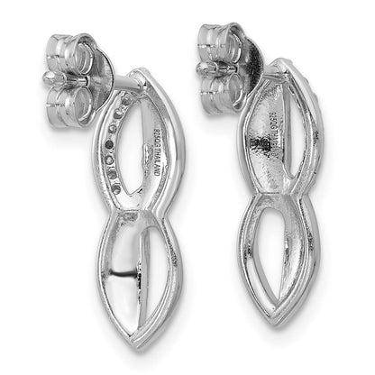 Sterling Silver Rhodium-Plated CZ Post Earrings
