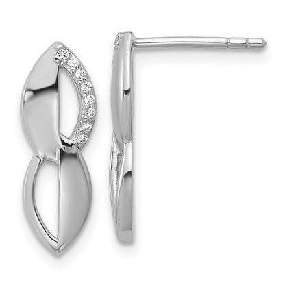 Sterling Silver Rhodium-Plated CZ Post Earrings
