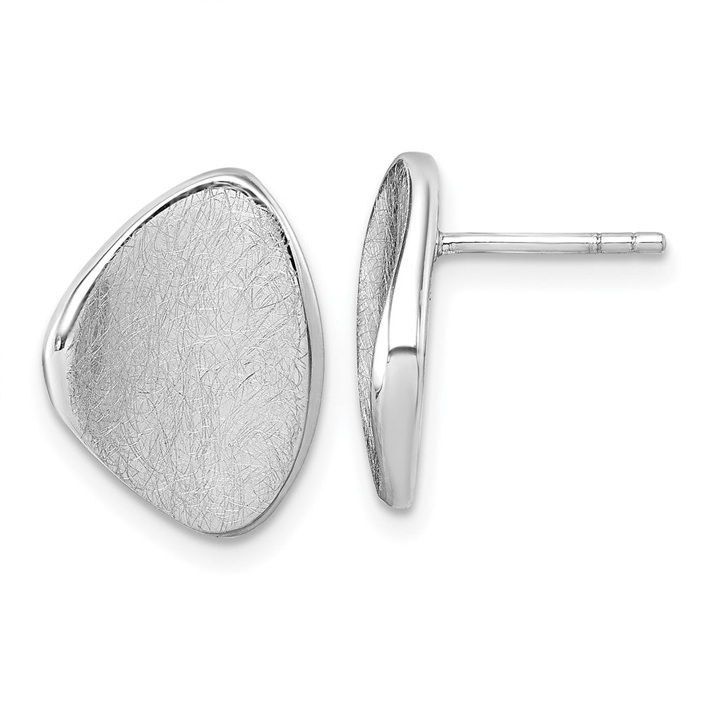 Sterling Silver Rhodium-Plated Scratch-Finish Fancy Post Earrings