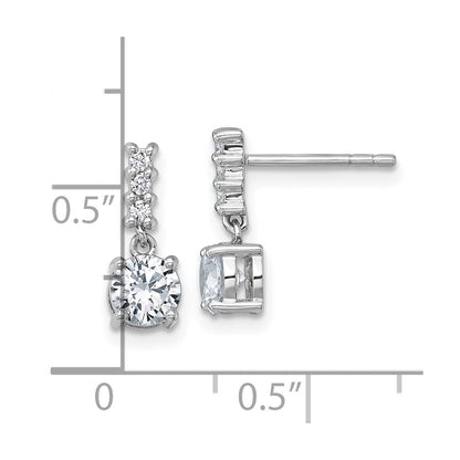 Sterling Silver Rhodium-Plated Polished CZ Post Dangle Earrings