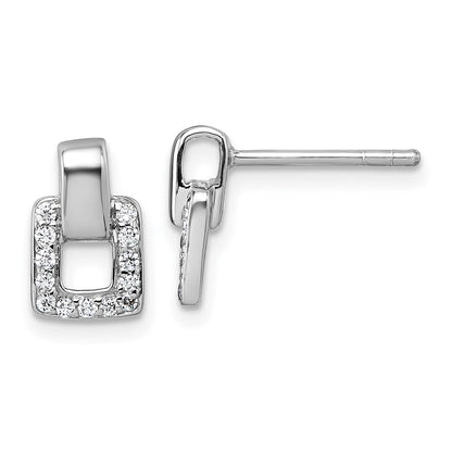 Sterling Silver Rhodium-Plated CZ Square Post Earrings