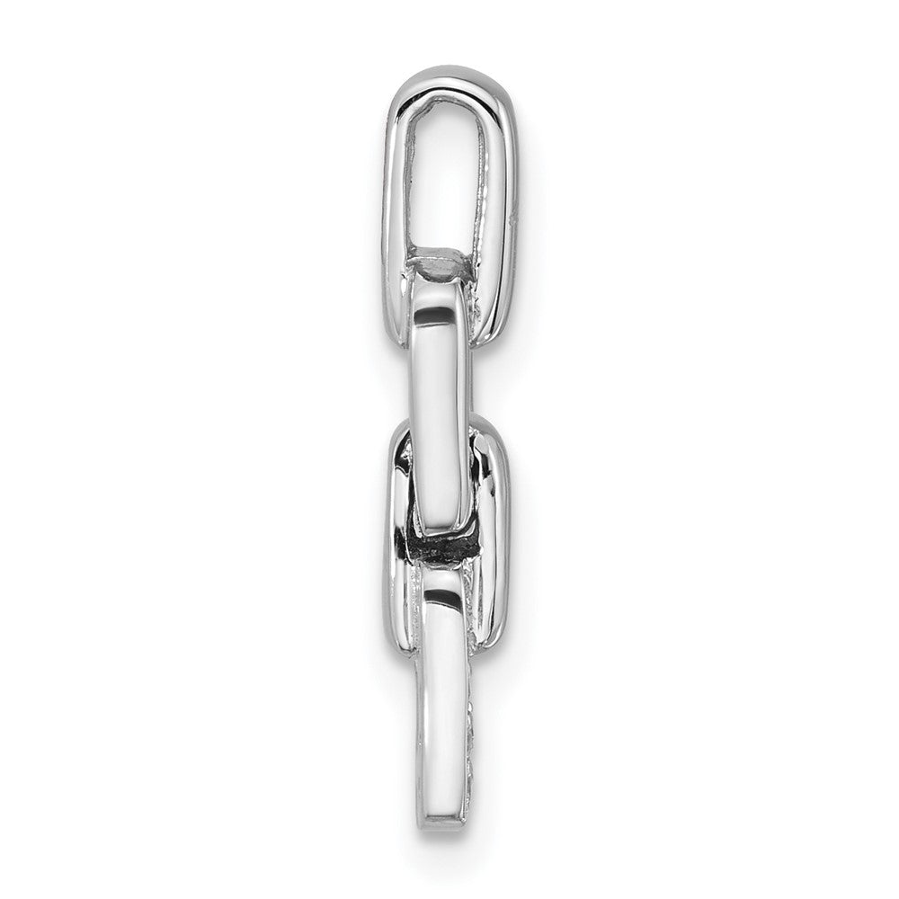 Sterling Silver Rhodium-Plated CZ Double Square Pendant