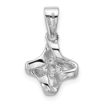 Sterling Silver Rhodium-Plated Polished CZ Pendant