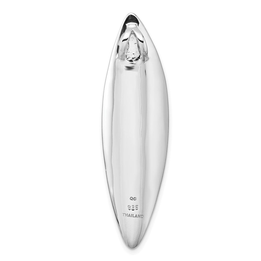 Sterling Silver Rhodium-Plated Polished and Brushed Fancy Chain Slide Pendant