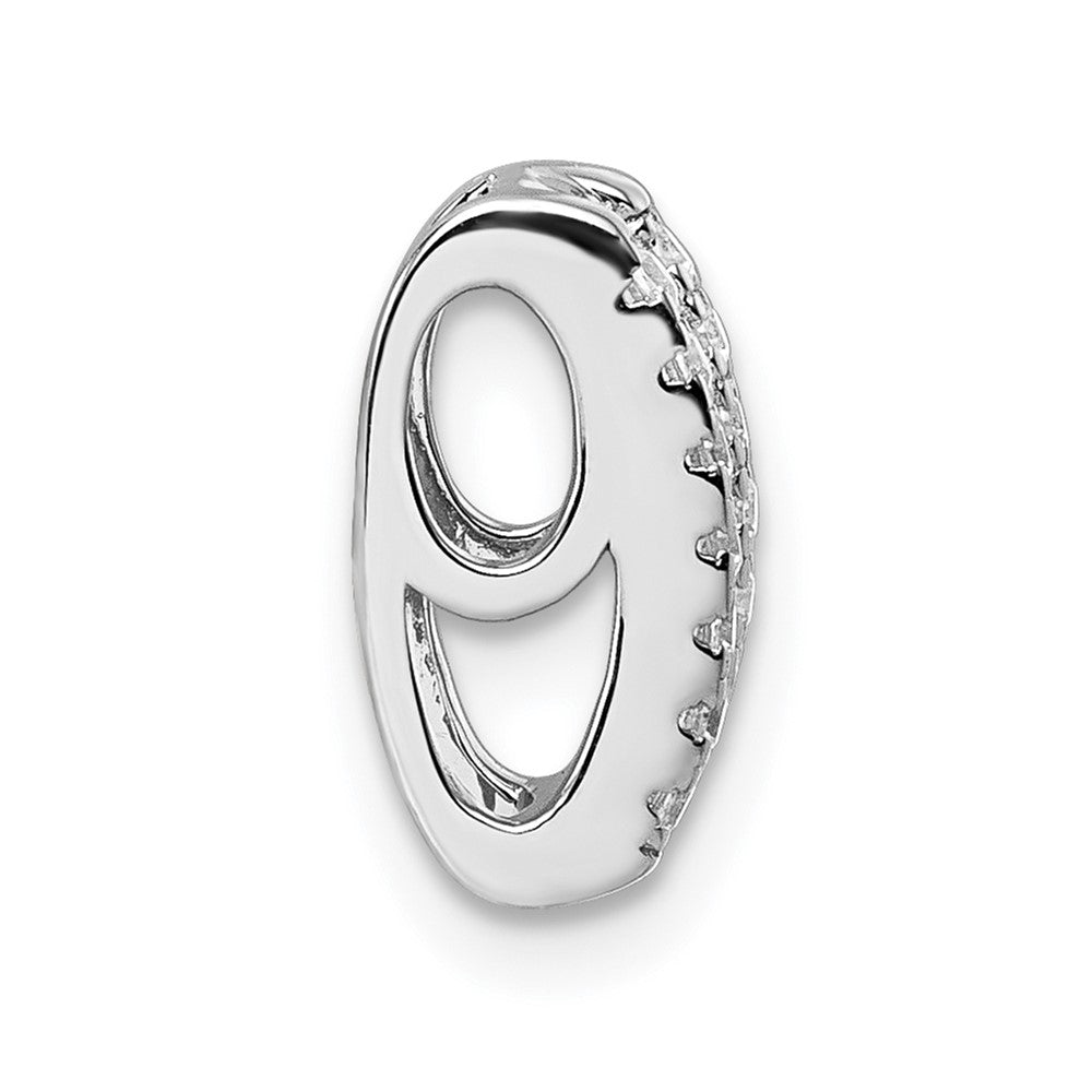 Sterling Silver Rhodium-Plated CZ Rectangle Chain Slide Pendant