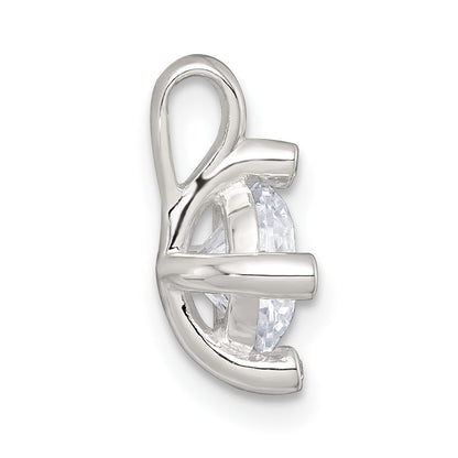 Sterling Silver Polished 4 Prong CZ Chain Slide Pendant