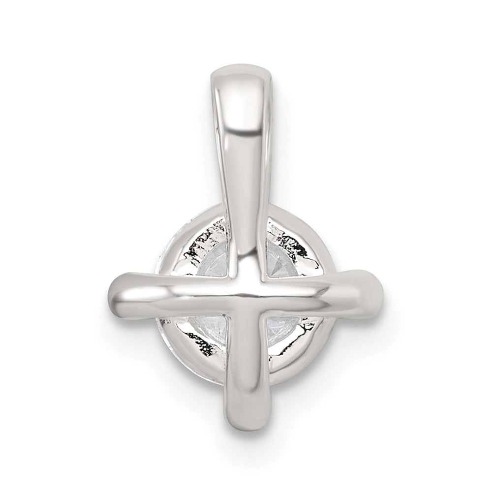 Sterling Silver Polished 4 Prong CZ Chain Slide Pendant