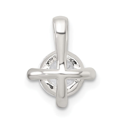 Sterling Silver Polished 4 Prong CZ Chain Slide Pendant