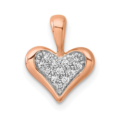 Sterling Silver Rhodium & Rose Gold-Pltd CZ Heart Pendant