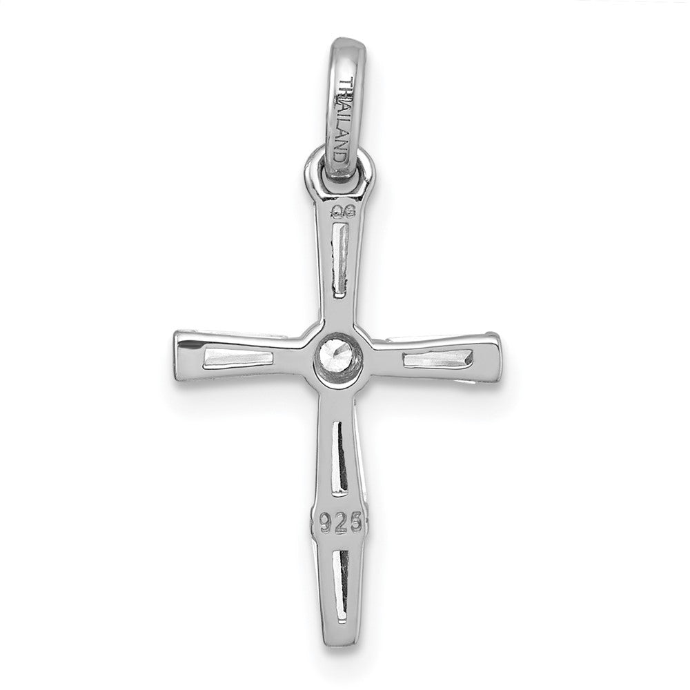 Sterling Silver Rhodium-Plated Polished White CZ Cross Pendant
