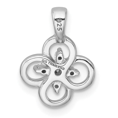 Sterling Silver Rhodium-Plated Polished Fancy Flower CZ Pendant