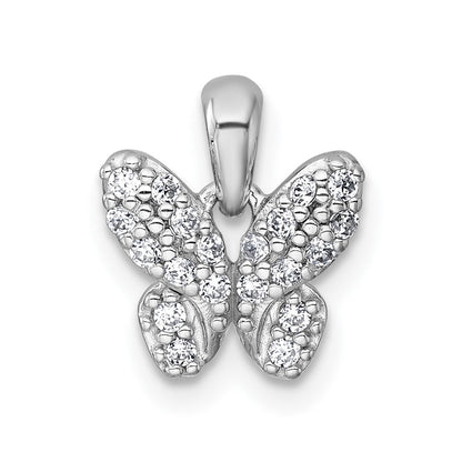 Sterling Silver Rhodium-Plated Polished CZ Butterfly Pendant