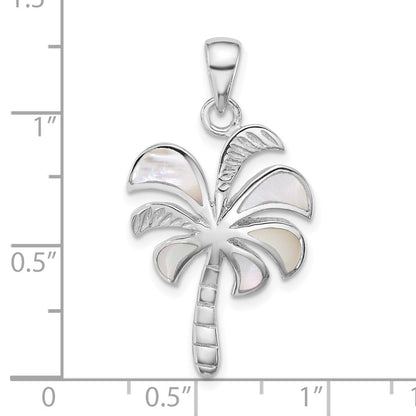 Sterling Silver Rhodium-Plated Polished Mop Palm Tree Pendant