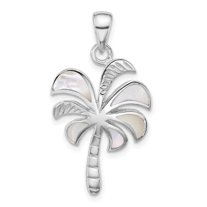 Sterling Silver Rhodium-Plated Polished Mop Palm Tree Pendant