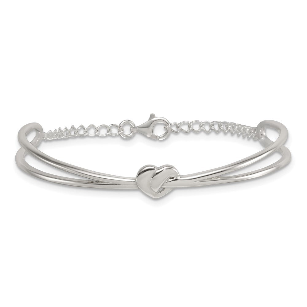 Sterling Silver Polished Heart Children's Cuff Bangle Bracelet