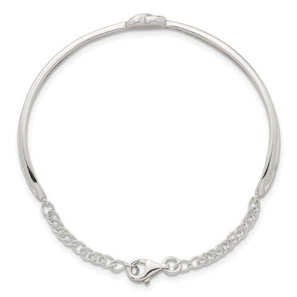 Sterling Silver Polished Heart Children's Cuff Bangle Bracelet