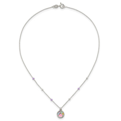 Sterling Silver Beaded Enameled Heart Pawprint Children's Necklace