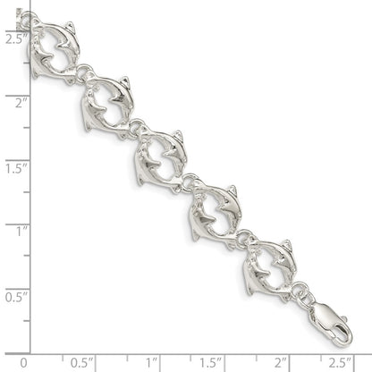 7 Inch Sterling Silver Dolphins Bracelet