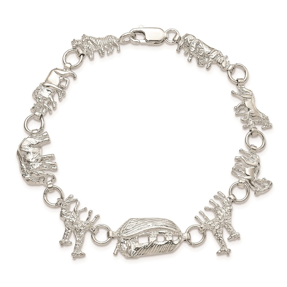 7 Inch Sterling Silver Noah'S Ark Bracelet