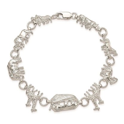 7 Inch Sterling Silver Noah'S Ark Bracelet