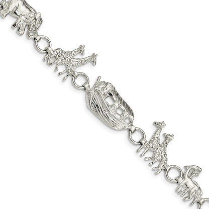 7 Inch Sterling Silver Noah'S Ark Bracelet