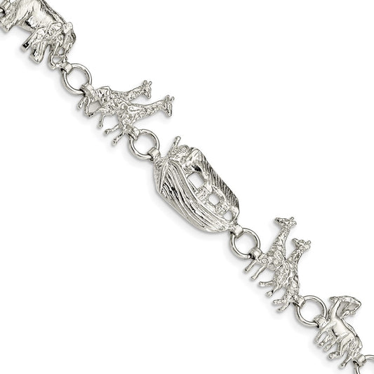 7 Inch Sterling Silver Noah'S Ark Bracelet