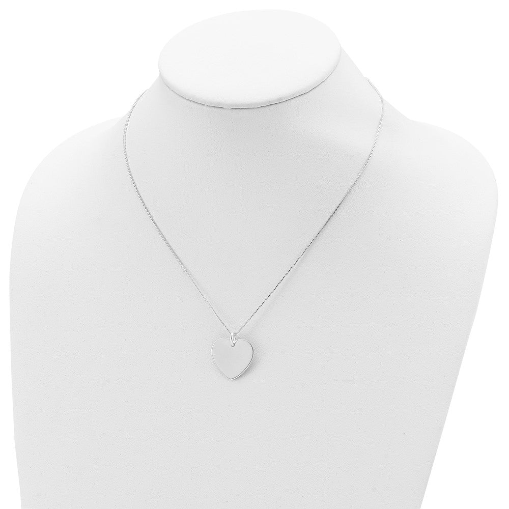 Sterling Silver Engraveable Heart On Box Chain 18 Inch Necklace