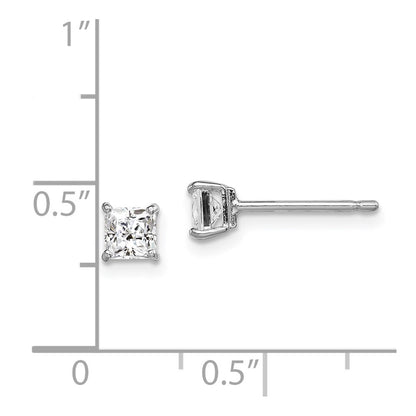 Sterling Silver Madi K Rhodium-Plated Polished 4mm Square Cz Children'S Stud Earrings