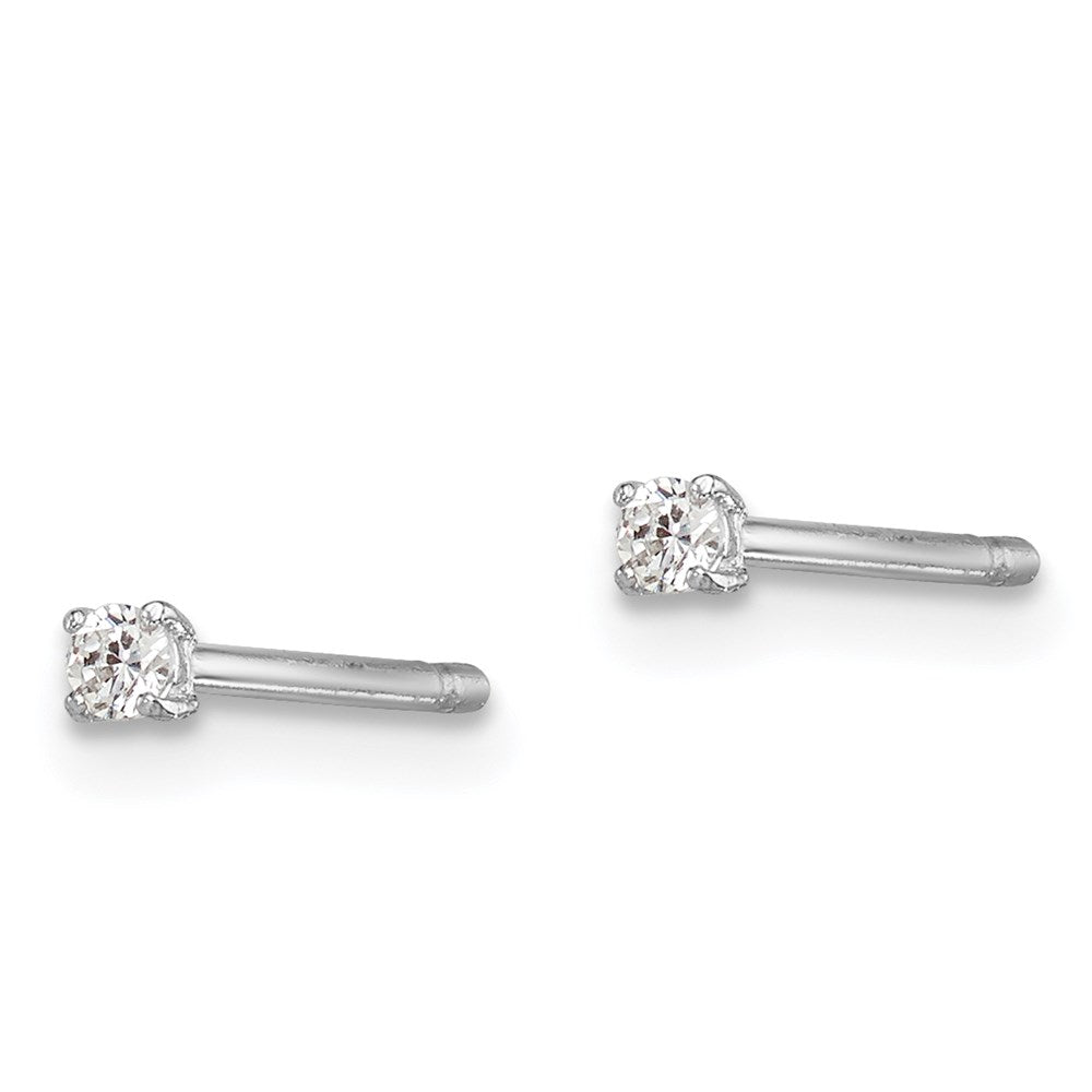 Sterling Silver Madi K Rhodium-Plated 2mm Round Cz Children'S Stud Earrings