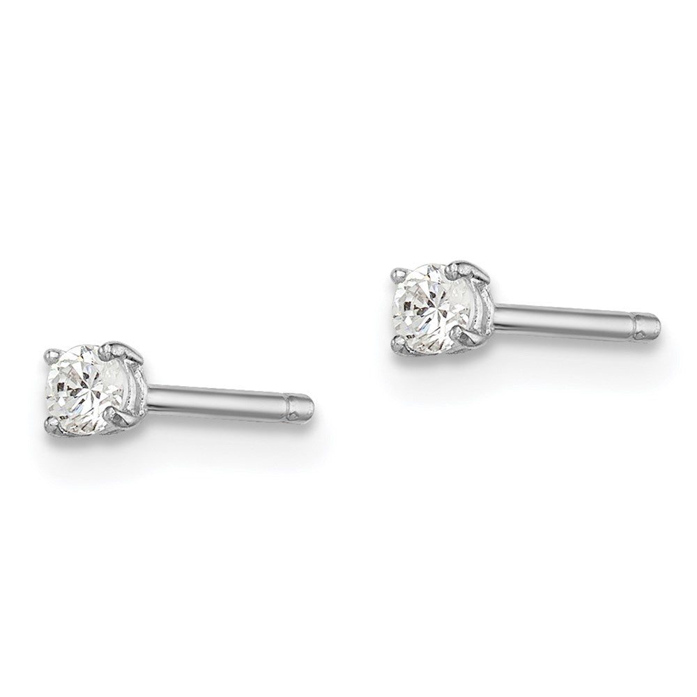 Sterling Silver Madi K Rhodium-Plated 2.5mm Round Cz Children'S Stud Earrings