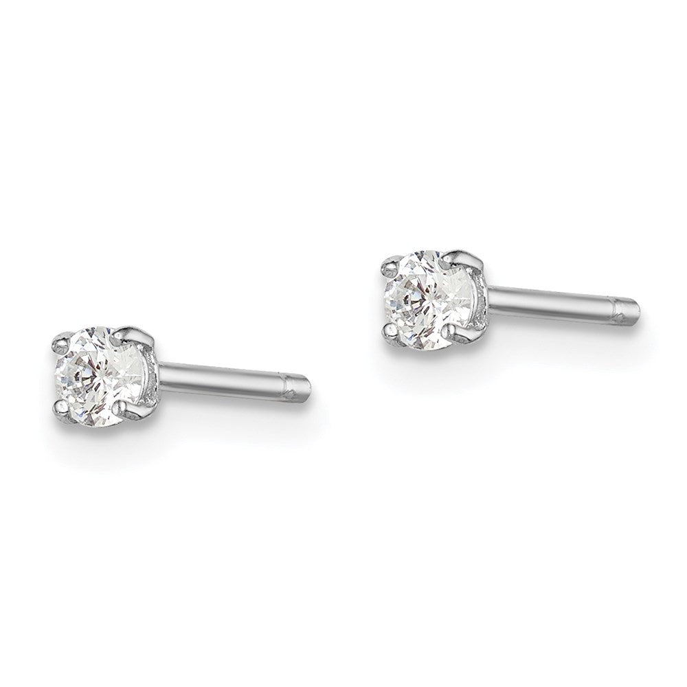 Sterling Silver Madi K Rhodium-Plated 3mm Round Cz Children'S Stud Earrings