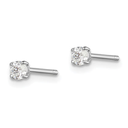 Sterling Silver Madi K Rhodium-Plated 3mm Round Cz Children'S Stud Earrings