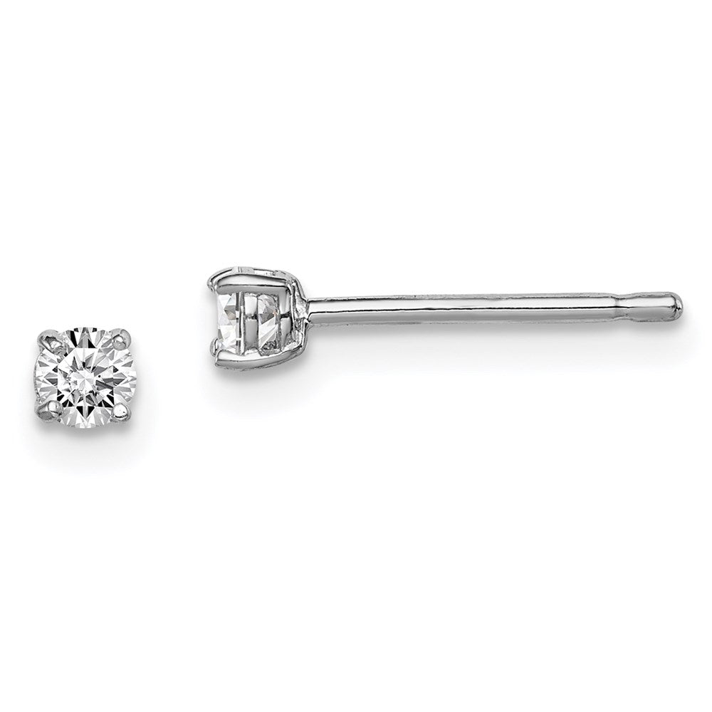 Sterling Silver Madi K Rhodium-Plated 3mm Round Cz Children'S Stud Earrings