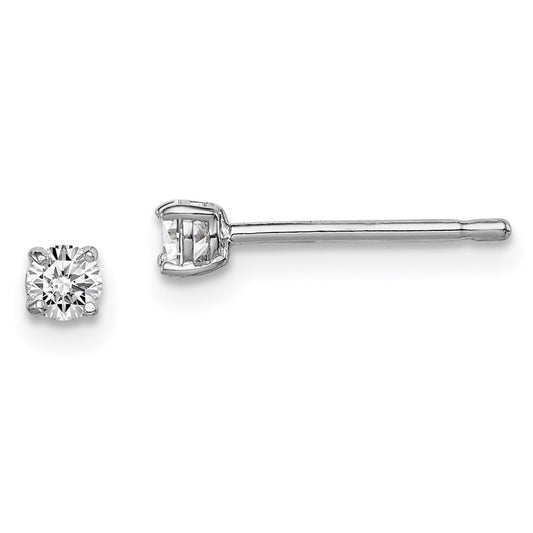 Sterling Silver Madi K Rhodium-Plated 3mm Round Cz Children'S Stud Earrings