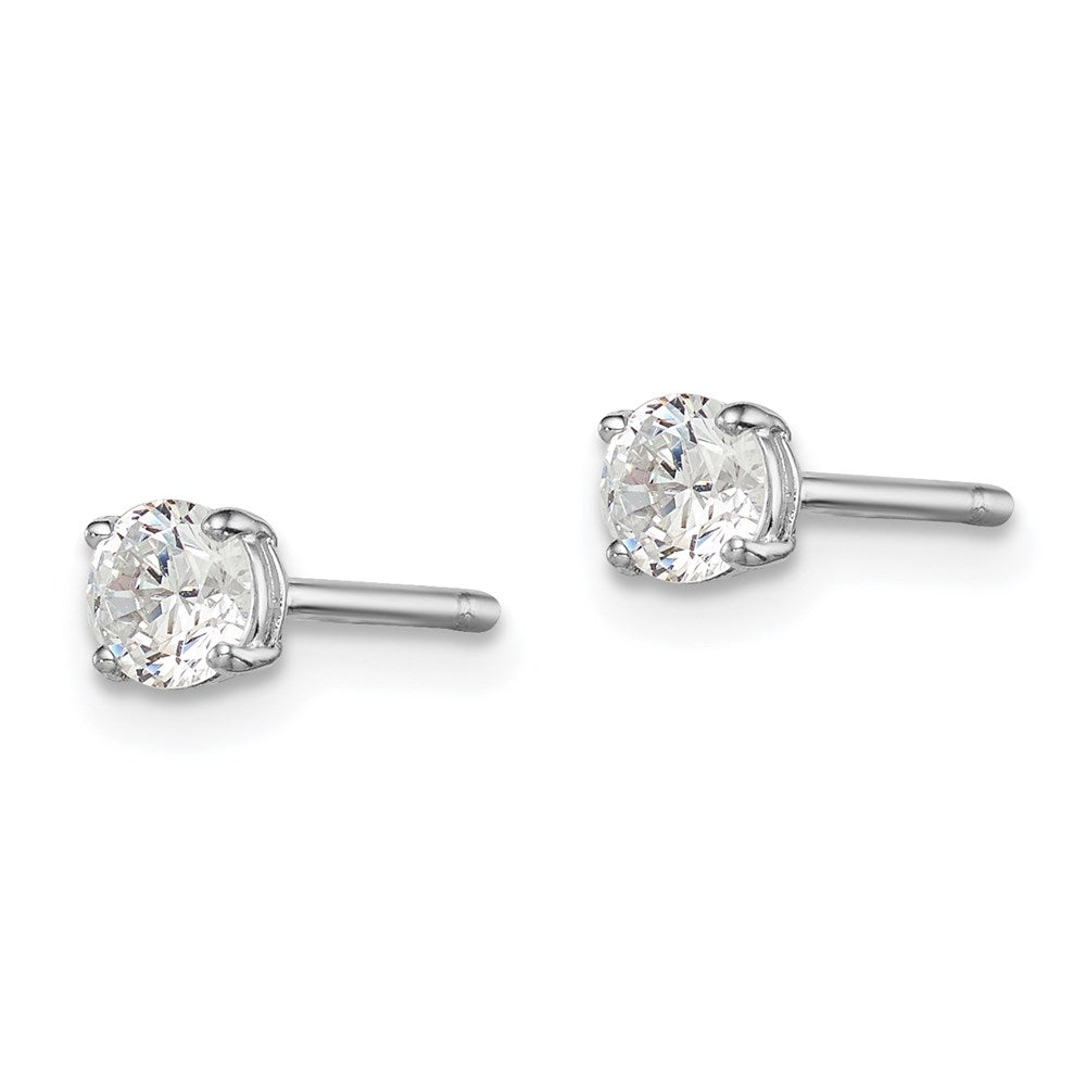Sterling Silver Madi K Rhodium-Plated 4mm Round Cz Children'S Stud Earrings