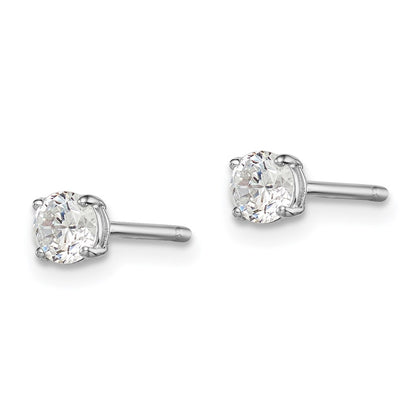 Sterling Silver Madi K Rhodium-Plated 4mm Round Cz Children'S Stud Earrings