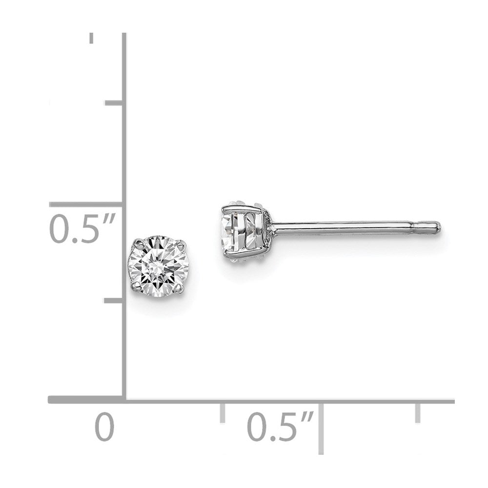 Sterling Silver Madi K Rhodium-Plated 4mm Round Cz Children'S Stud Earrings