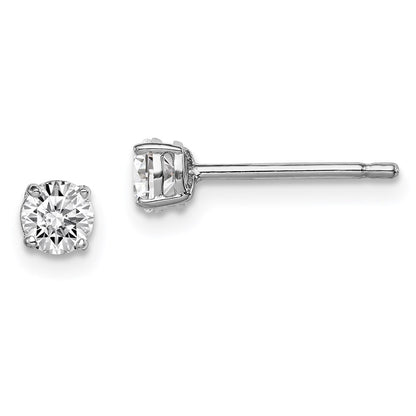 Sterling Silver Madi K Rhodium-Plated 4mm Round Cz Children'S Stud Earrings